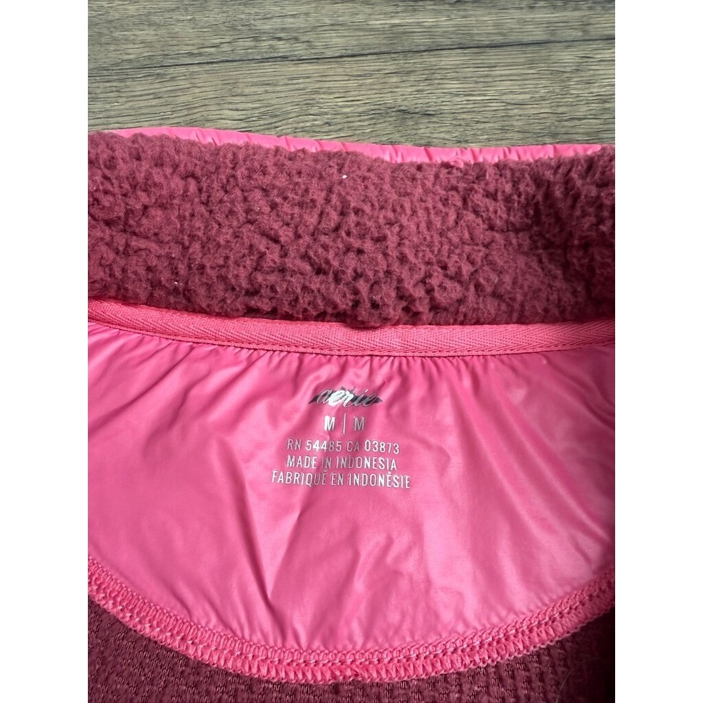 Aerie Women's‎ Sherpa pullover 1/4 zip Sweater Jacket Super Soft Wine Color Sz M - Picture 5 of 11